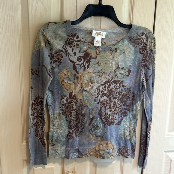 Talbot Womans LS Blue Print Jersey Size SmallTal - Picture 1 of 5